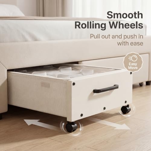 Wooden Under Bed Storage with Wheels, Rolling Under - Image 4