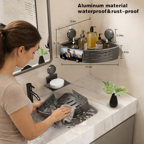 VOLPONE Corner Shower Caddy Suction Cup Shower Shelf Corner No - Image 3