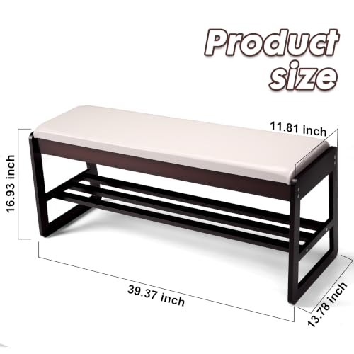 Wood Entryway Bench with Flip Storage Cushion, U-Shaped - Image 3