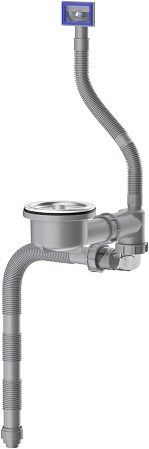 Single Bowl Kitchen Sink Drain Kit Space Saving Sink Drain Kit Universal Kitchen Sink Drain Pipe 3-1/2inch Kitchen Sink Drain with 304 Stainless Steel Kitchen Sink Drain Basket