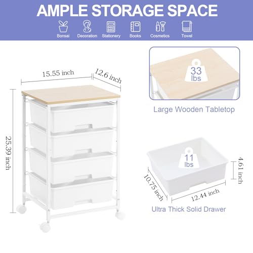 SYKIARIOL Rolling Cart with Drawers, 4-Drawer Utility Cart - Image 4