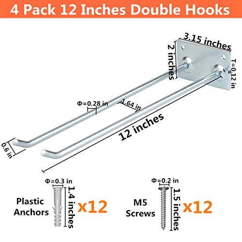 Wall Mounted Steel Long Handled Tools Storage Hooks, 12 - Image 3