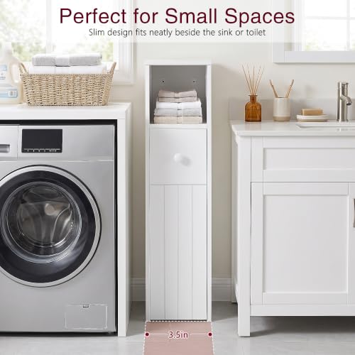VECELO Slim Bathroom Storage Cabinet, Small Narrow Storage - Image 7