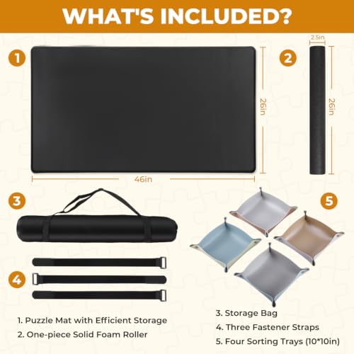 1500-Piece 46"x26" Puzzle Mat Roll Up, 2.5" Diameter Roller - Image 4