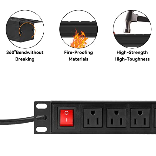 BTU Power Strip Surge Protector Rack-Mount PDU, 12-Outlet Power - Image 5