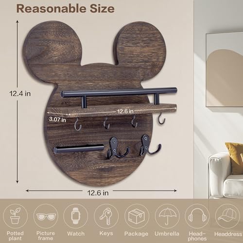 AIRPOP Key Holder for Wall–Mouse Wooden Mail Organizer - Image 4
