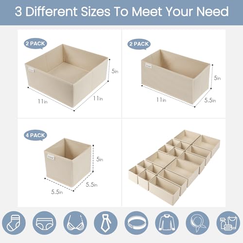 Criusia Drawer Organizer Clothes,16 Pack Underwear Drawer - Image 4