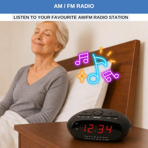 Digital Alarm Clock with Dual USB Ports | AM/FM Clock Radio - Image 6