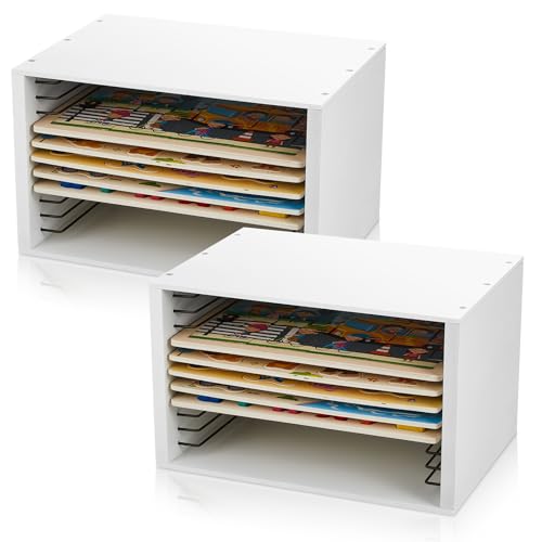 2 Pack 12 Tier Jigsaw Puzzle Organizer Racks, 24 Total Slots - Image 2
