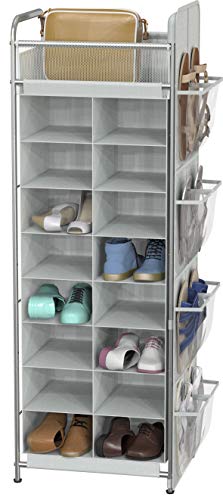 Simple Houseware 16 Cube Shoe Stand Tower Rack 8 Tier, Gray - Image 2