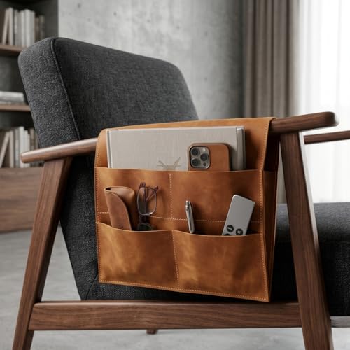Genuine Leather Armrest Organizer – Sofa Armrest Caddy - Image 7