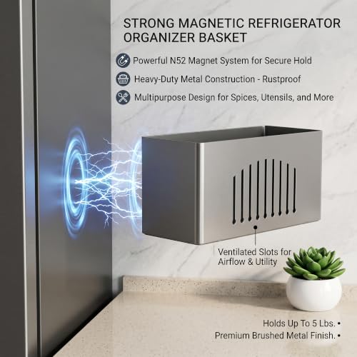 Magnetic Fridge Basket, Metal Magnetic Shelf - Image 5