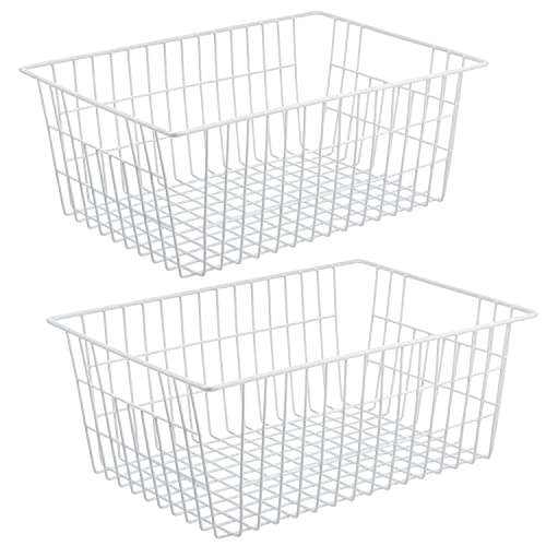 Wire Storage Freezer Baskets, Set of 2 Large 15.4" | Home Organization - Image 2
