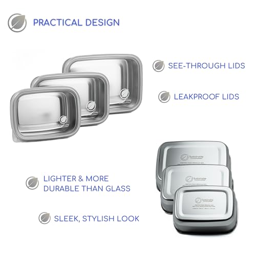 Stainless Steel Food Storage Containers with Clear Platinum - Image 6