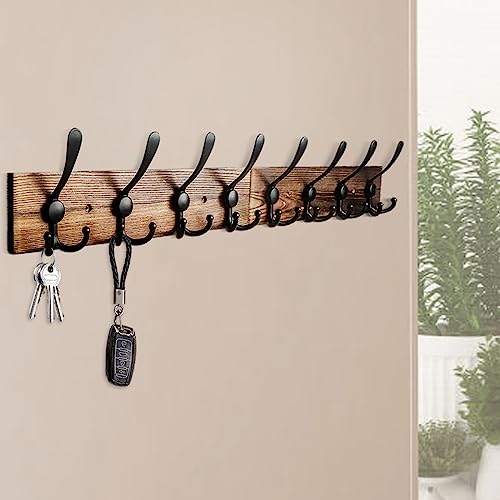 Coat Rack Wall Mount 31.5'' Coat Hanger Wall Mount Burnt - Image 7
