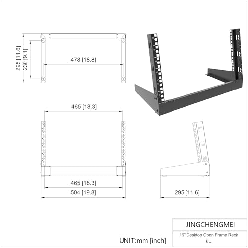 6U Desktop Network Rack 19 inches Small Open Frame Rack 2 Post - Image 4