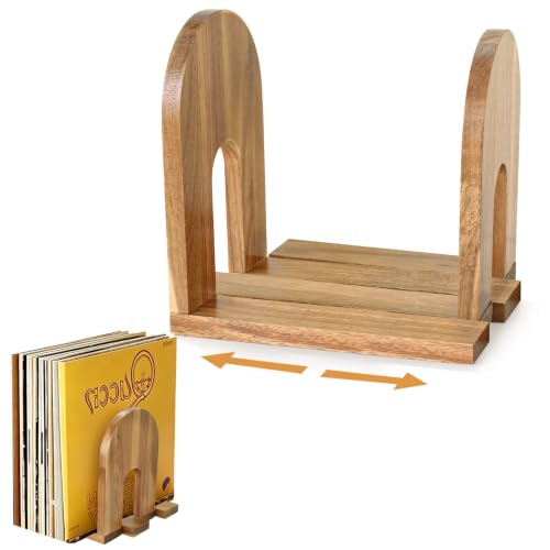 Vinyl Record Storage Stand – Solid Acacia Wood Record - Image 2