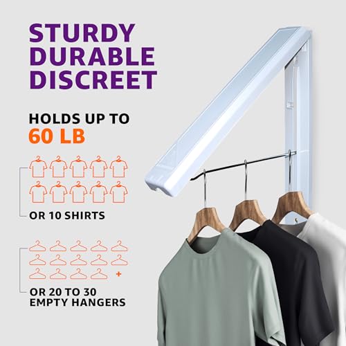 InstaHanger Retractable Laundry Room Rack, ABS Plastic - Image 6
