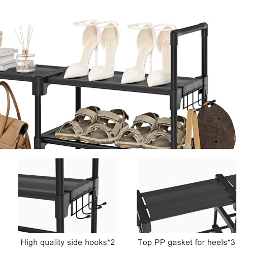 WOWLIVE 9 Tier 3-Column Shoe Rack, 50-55 Pairs Stackable Black - Image 7