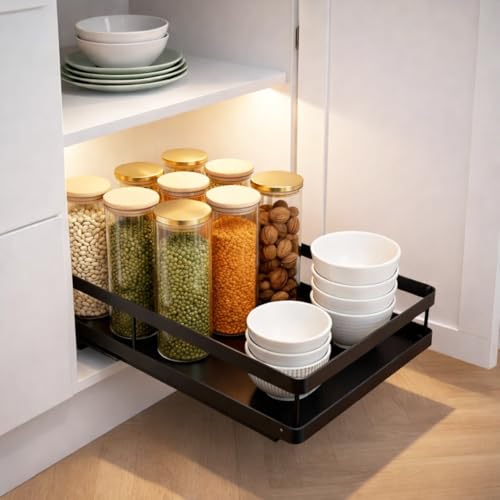 Pull Out Cabinet Organizer, 1-Tier Metal Slide Out Basket - Image 6