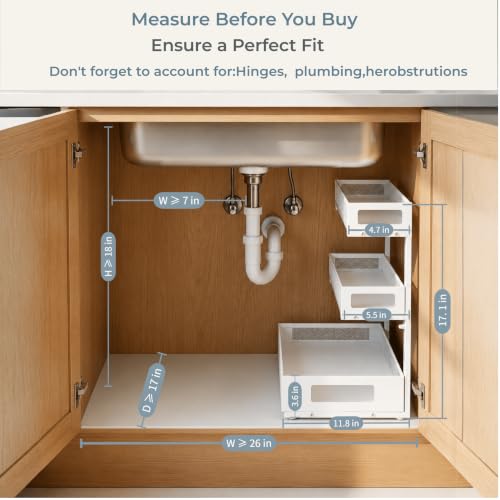 3-Tier Under Sink Organizer, Pull-Out Drawers, 2-Pack White - Image 6