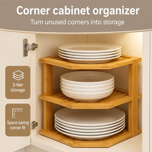 Bambüsi 3-Tier Corner Shelf, Kitchen Cabinet Organiz | All Products - Image 5