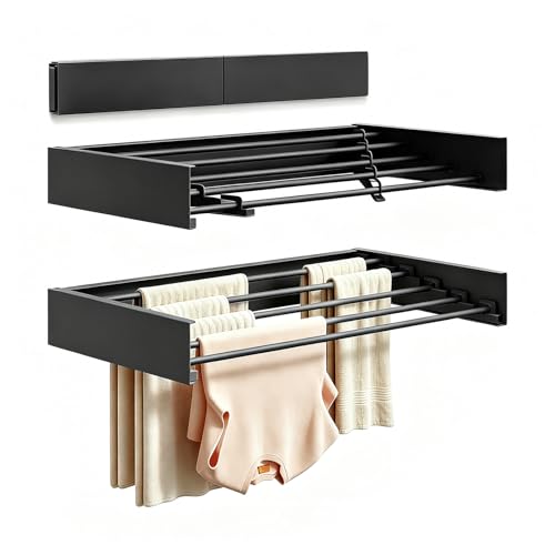 Wall Mounted Foldable Clothes Drying Rack Carbon Steel 5 - Image 2