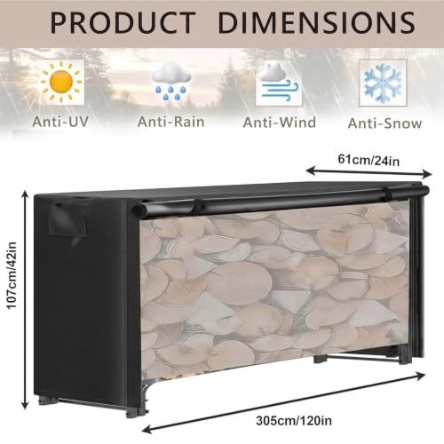 Waterproof Firewood Rack Cover 10FT, 600D Heavy Duty - Image 4