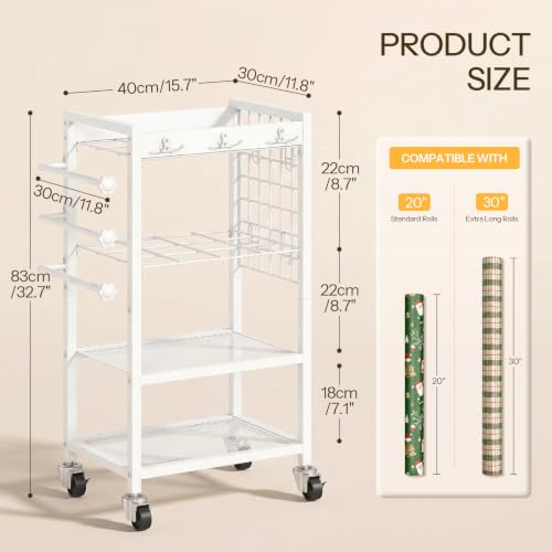 HOOBRO Wrapping Paper Storage Cart, Rolling Craft Storage - Image 4
