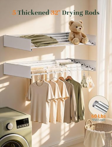 32'' Wall Mounted Clothes Drying Rack, Foldable & | Laundry & Clothing - Image 4