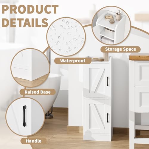 Narrow Bathroom Storage Cabinet with 2 Doors and Shelves, 9.8" W - Image 5