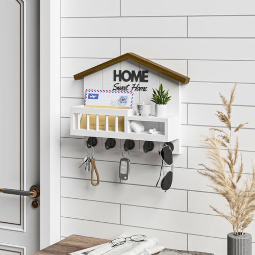 Key and Mail Holder for Wall, Wall Key Holder with Shelf - Image 7