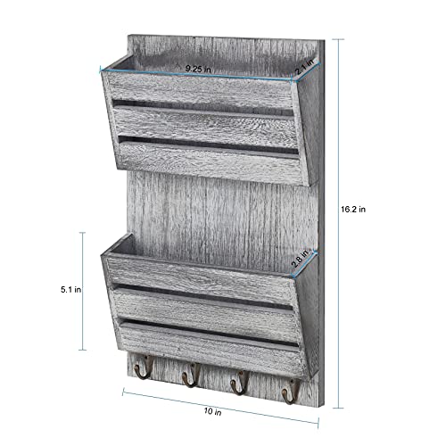 Mail Sorter Wall Mounted, Wooden Mail Holder with 4 | All Products - Image 3