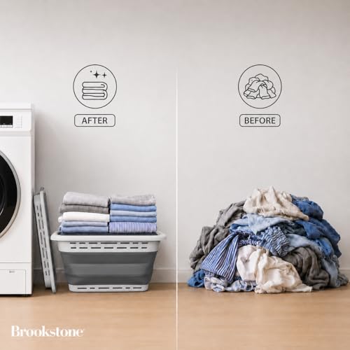 BROOKSTONE 11 GALLON XL 24" Collapsible Laundry Basket & - Image 5