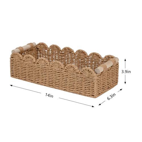 CubesLand Scalloped Toilet Paper Storage Basket W/Handle for Home - Image 5