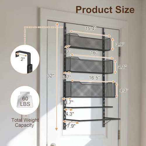 VyGrow Over The Door Towel Rack with 3 Tier Mesh Baskets - Image 4