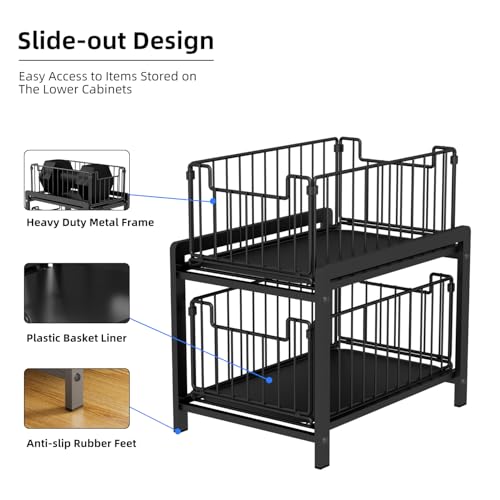 2-Tier Pull Out Cabinet Organizer, Slide Out Under Sink Organizer