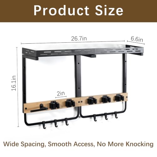 Broom Holder Wall Mount, Broom and Mop Organizer Wall Hanging - Image 3