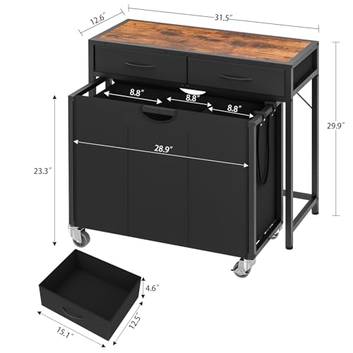 Laundry Sorter, Rolling Laundry Hamper with 3 Section - Image 4