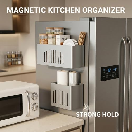 Magnetic Fridge Basket, Metal Magnetic Shelf - Image 7