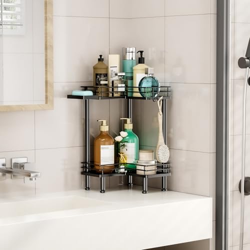 HapiRm Corner Shower Caddy Standing - 2 Tier Shower Organizer - Image 8