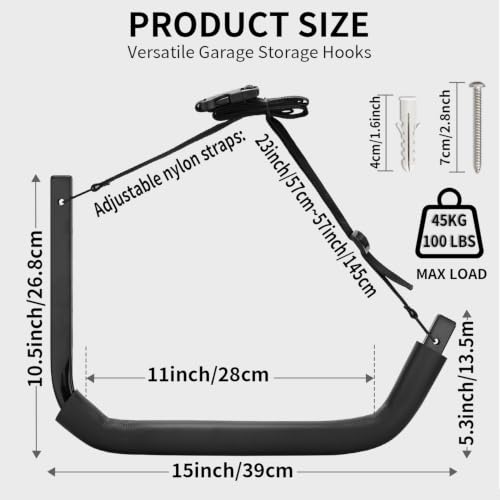 Kayak Wall Mount Rack, Heavy Duty Steel Storage Hooks for Kayak - Image 3