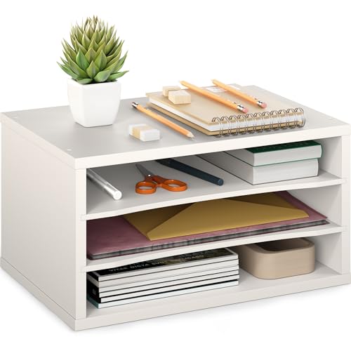 Ballucci Paper Organizer, 3-Tier Stackable Wood Desk Organizer - Image 2