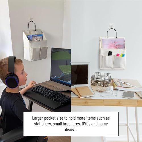 2pcs Small Wall Hanging Storage Bag, Pure White - Image 4
