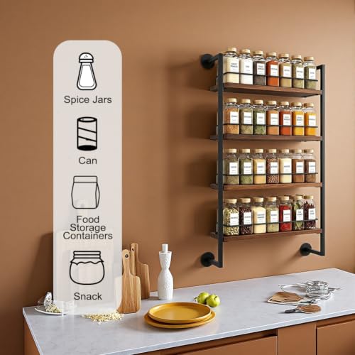 4 Tier Spice Rack Wall Mounted for Kitchen, Large Capacity - Image 6