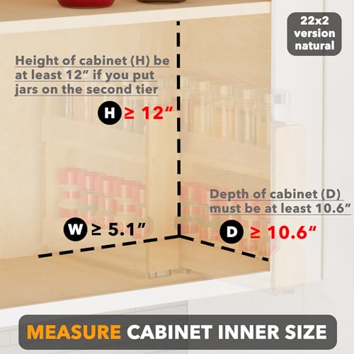 SpaceAid Bamboo Pull Out Spice Rack Organizer for Cabinet, Heavy - Image 5