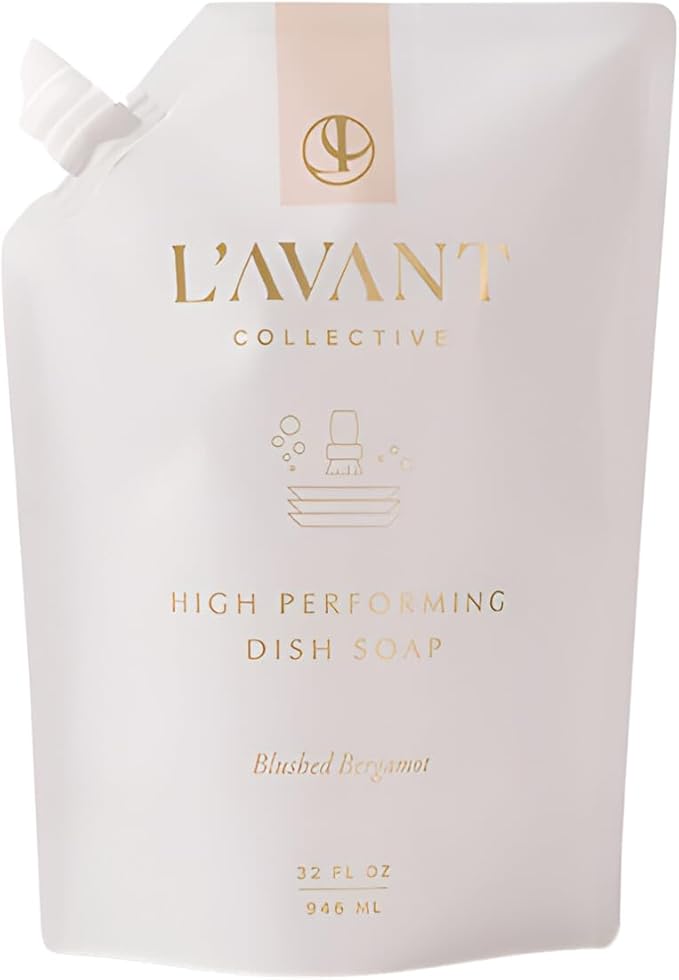 L'AVANT Collective High Performing Dish Soap Refill | Plant-Based Ingredients & High Performing Formula | Notes of Bergamot, Orange Blossom, Amber, Cedar | Blushed Bergamot Scent 32oz