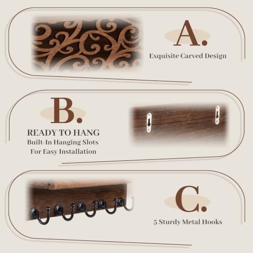 Novabright Wooden Key Rack Wall Mount with Mail Holder, 5 - Image 5