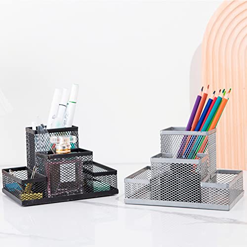 Desk Organizer Desktop Mesh Pen Pencil Holder Caddy with 4 - Image 4