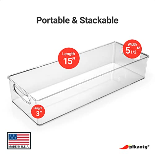 Pikanty Clear Refrigerator Organizer Bin with Handles — 15 Inch - Image 3